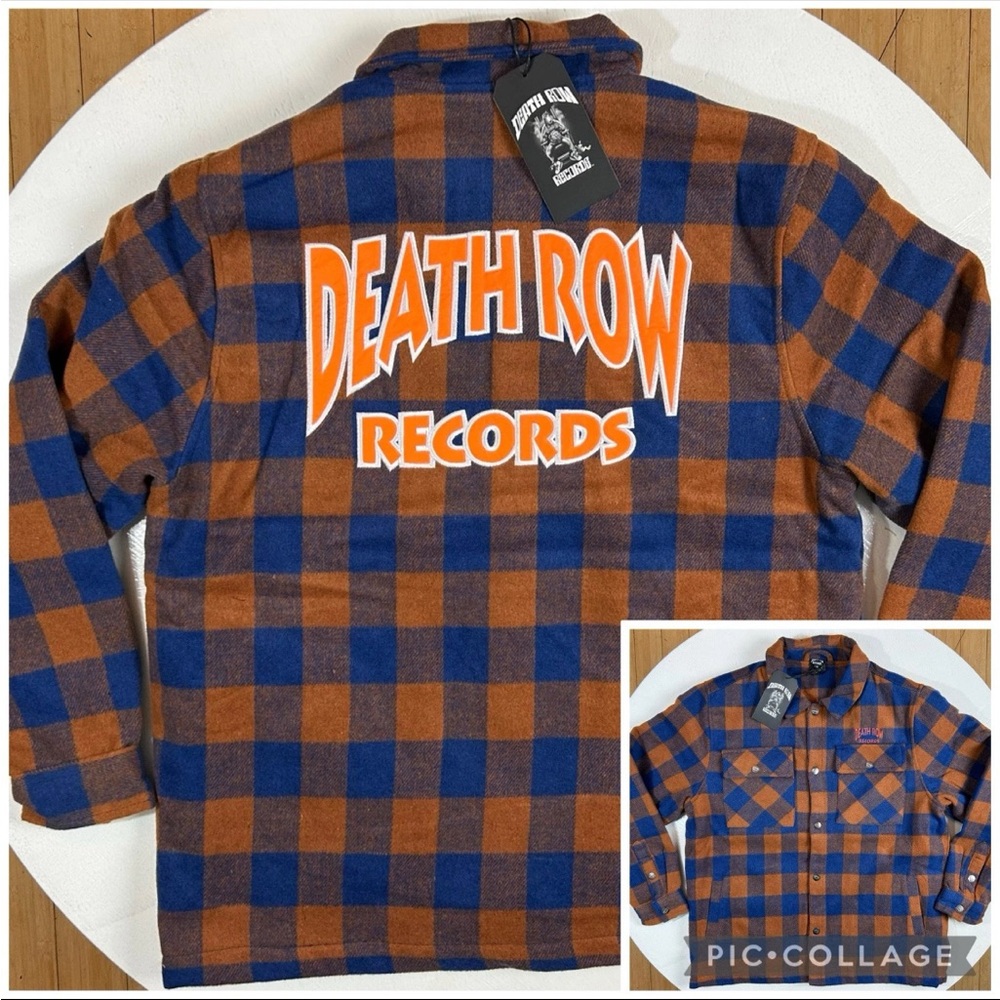Death Row Records Men Size LARGE Wool Blend Plaid Flannel Jacket by Snoop Dogg L